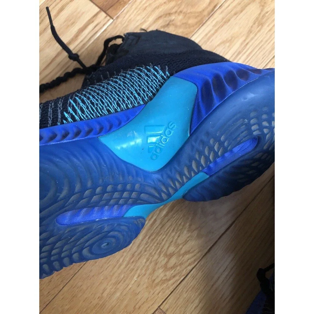 Adidas 8 Black/Green/Blue Hightop Athletic Lace Up Basketball Shoes Needs‎ laces